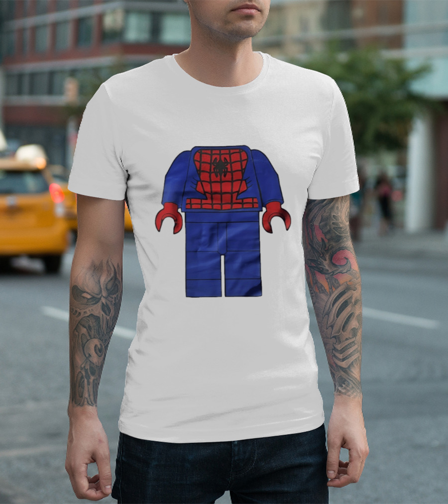 Lego Spider Man Minifigure Marvel Super Hero Iconic Costume Red And Blue Suit T-Shirt