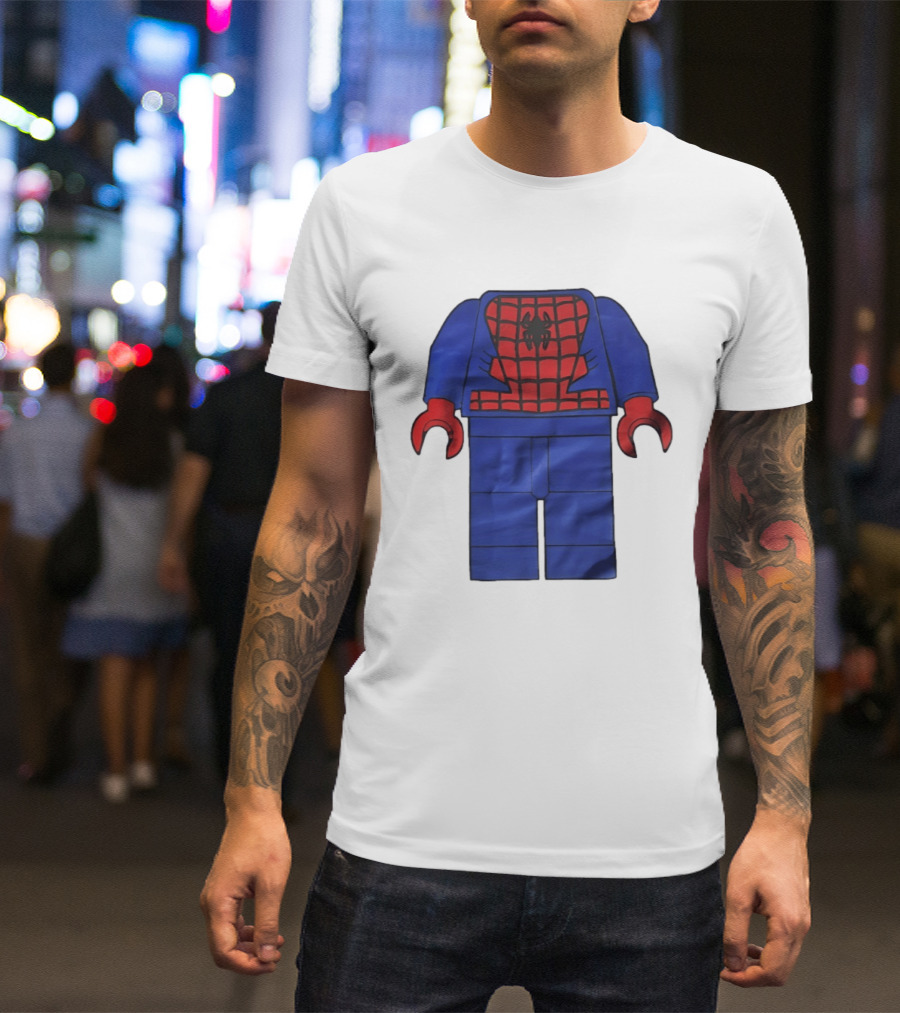 Lego Spider Man Minifigure Marvel Super Hero Iconic Costume Red And Blue Suit T-Shirt