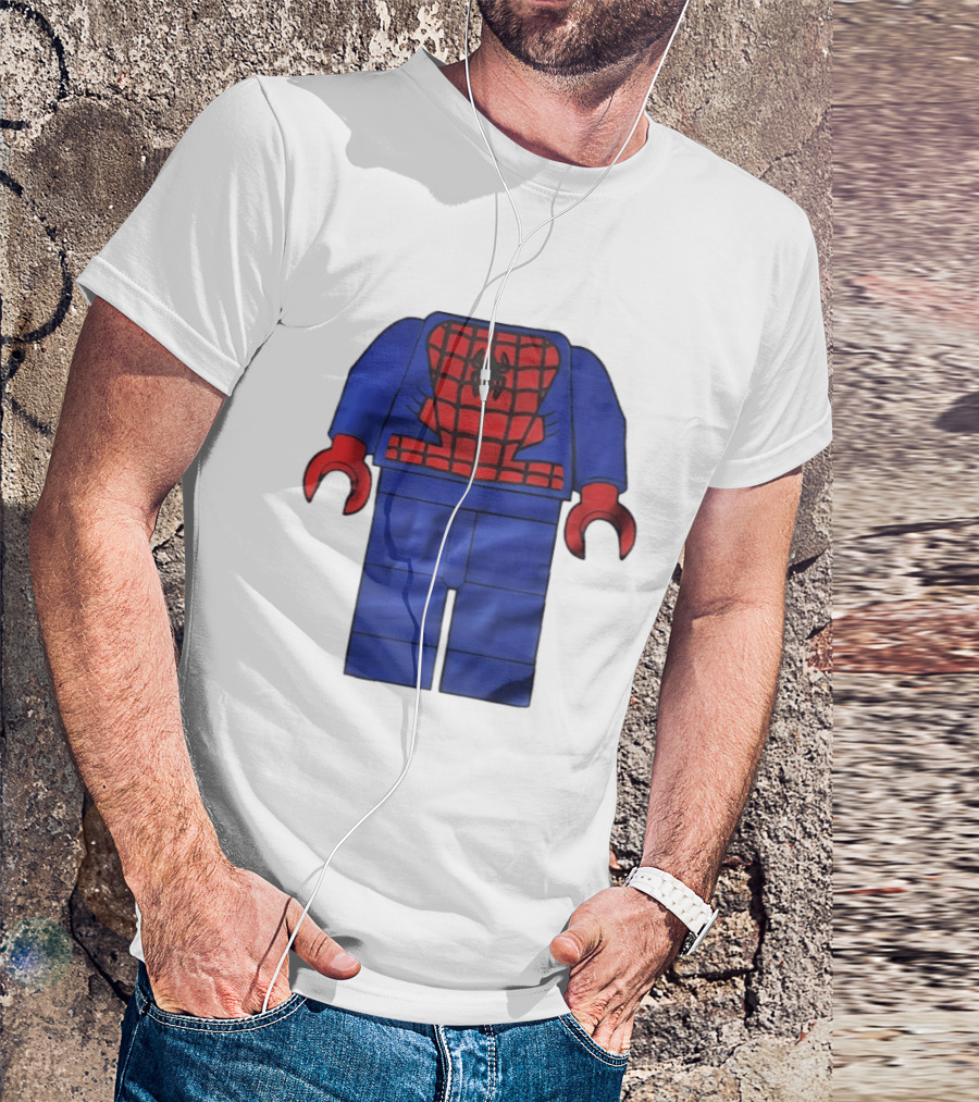 Lego Spider Man Minifigure Marvel Super Hero Iconic Costume Red And Blue Suit T-Shirt