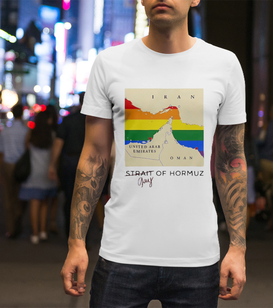 Strait Of Hormuz Map Pride Rainbow Gay Wordplay Pun T-Shirt