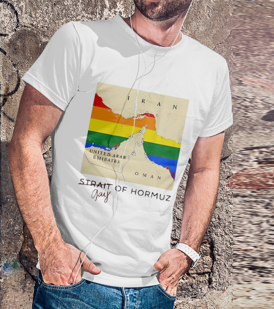 Strait Of Hormuz Map Pride Rainbow Gay Wordplay Pun T-Shirt