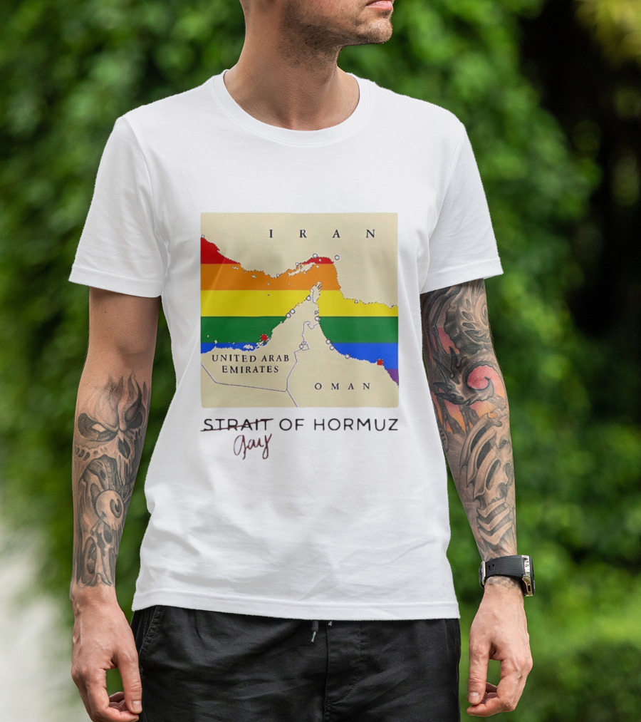 Strait Of Hormuz Map Pride Rainbow Gay Wordplay Pun T-Shirt