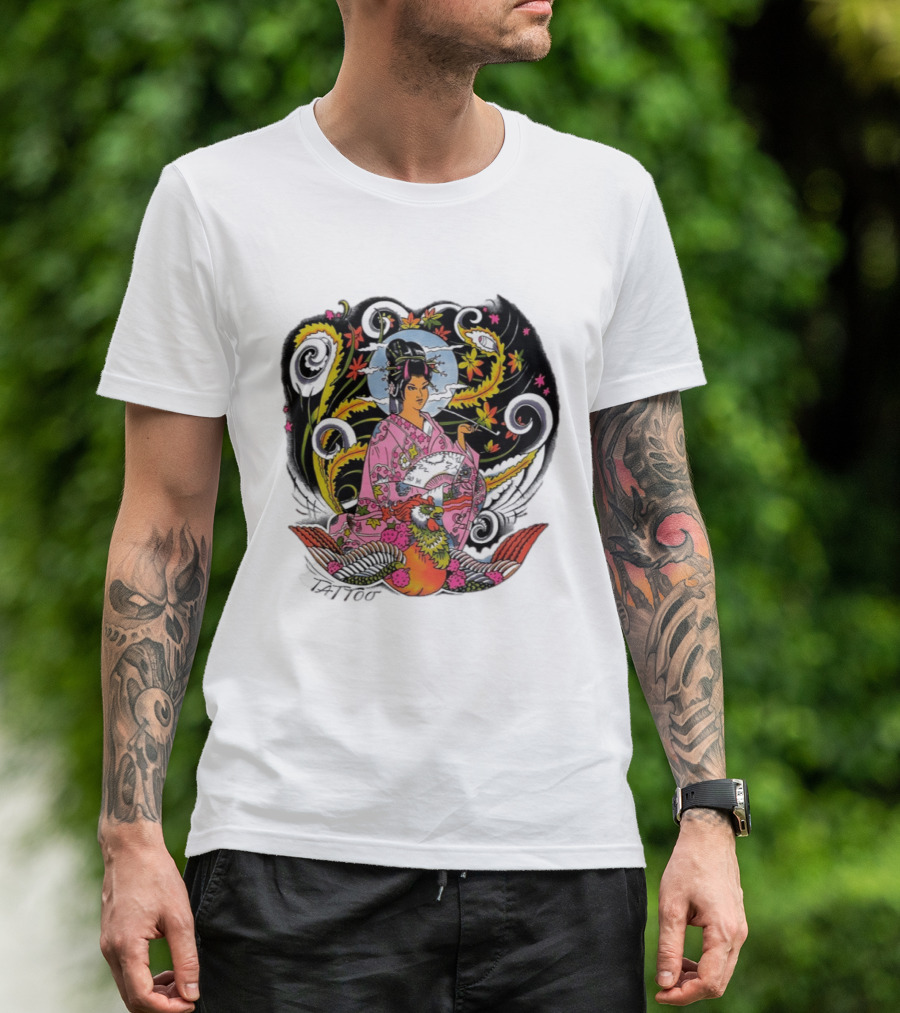 Geisha Tattoo Japanese Traditional Phoenix Kimono T-Shirt