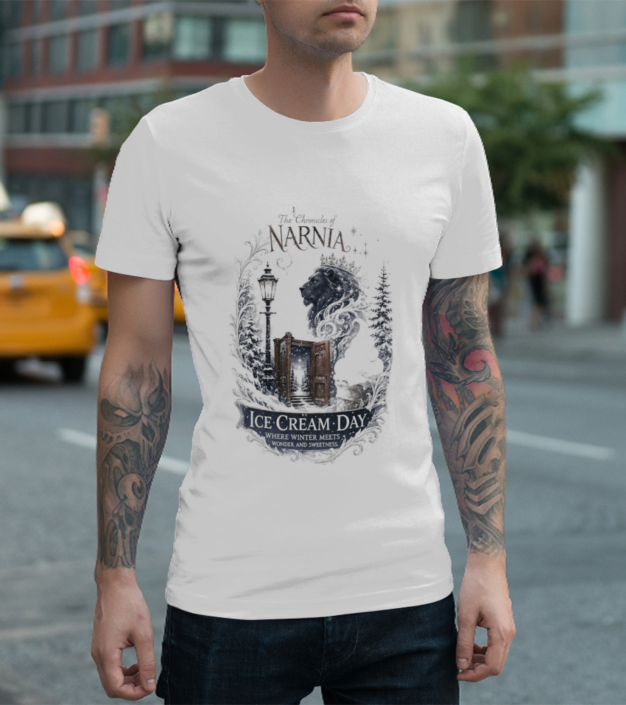 Narnia Ice Cream Day Winter Meets Wonder Aslan Wardrobe T-Shirt