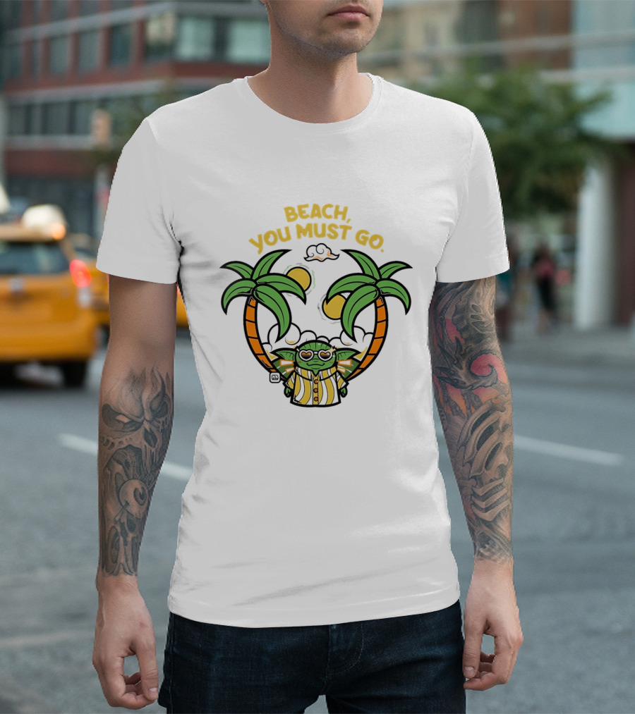 Grogu Hawaiian Outfit Beach You Must Go Palm Trees Sunglasses T-Shirt