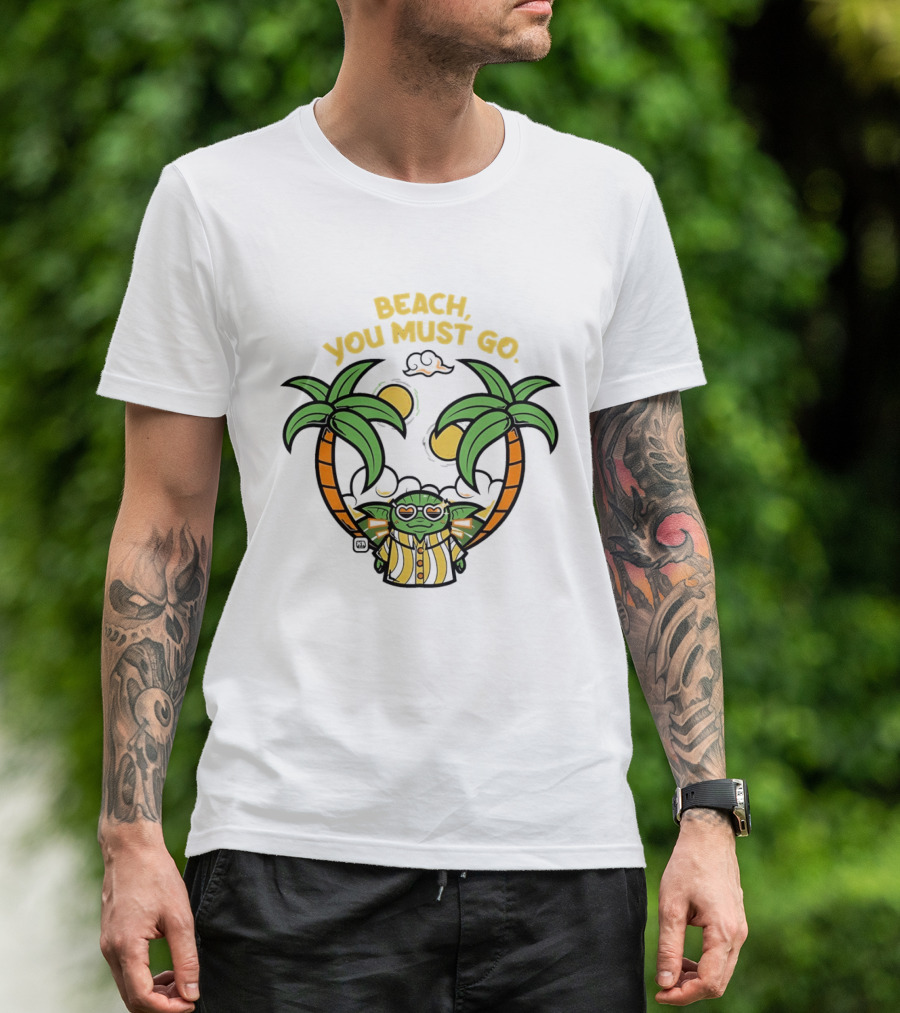Grogu Hawaiian Outfit Beach You Must Go Palm Trees Sunglasses T-Shirt