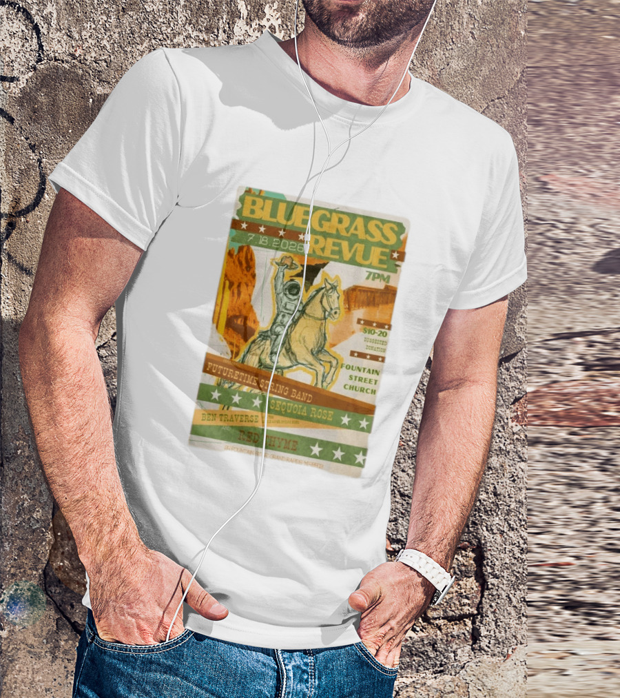 Bluegrass Revue Grand Rapids MI July 18 2026 Futuretime String Band Sequoia Rose Red Thyme T-Shirt