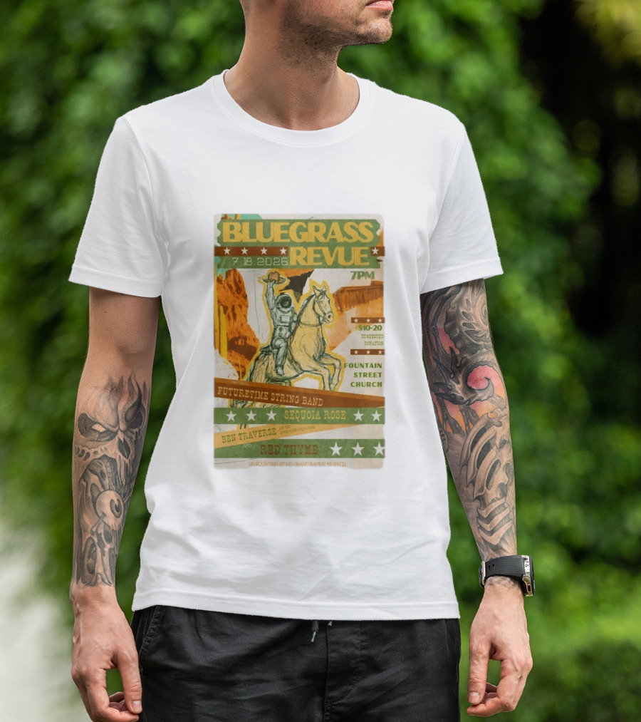 Bluegrass Revue Grand Rapids MI July 18 2026 Futuretime String Band Sequoia Rose Red Thyme T-Shirt