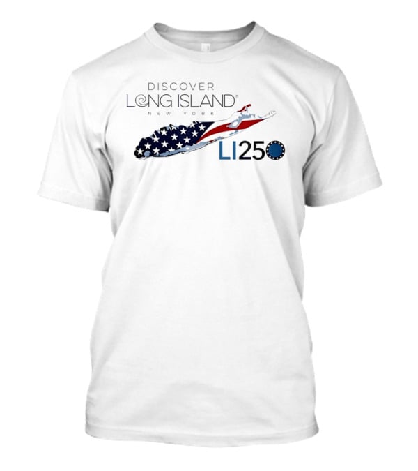 Discover Long Island New York LI250 American Flag Map T-Shirt