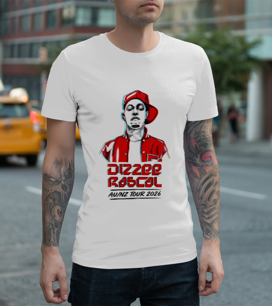 Dizzee Rascal AU NZ Tour 2026 Red Graphic Cap Image T-Shirt