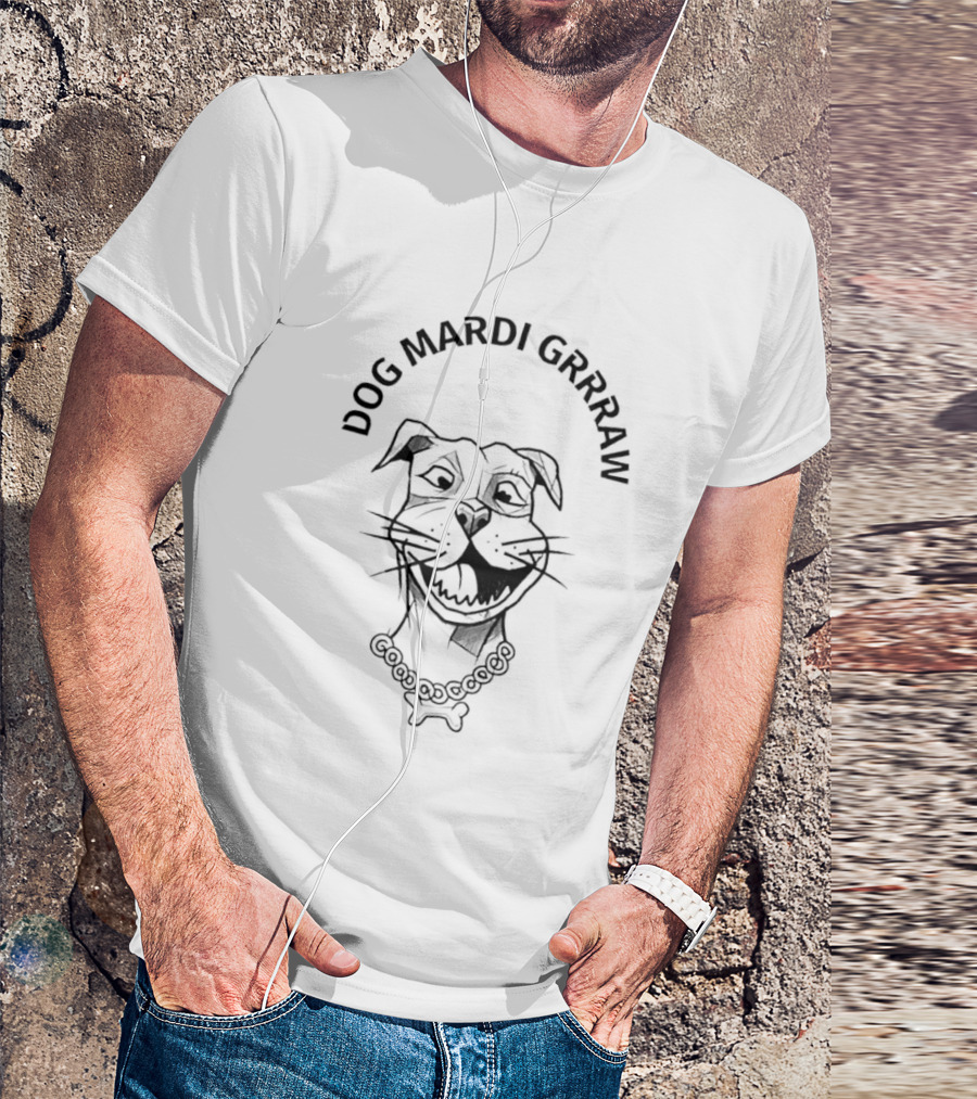 Dog Mardi Grrraw Celebratory Canine With Beads T-Shirt