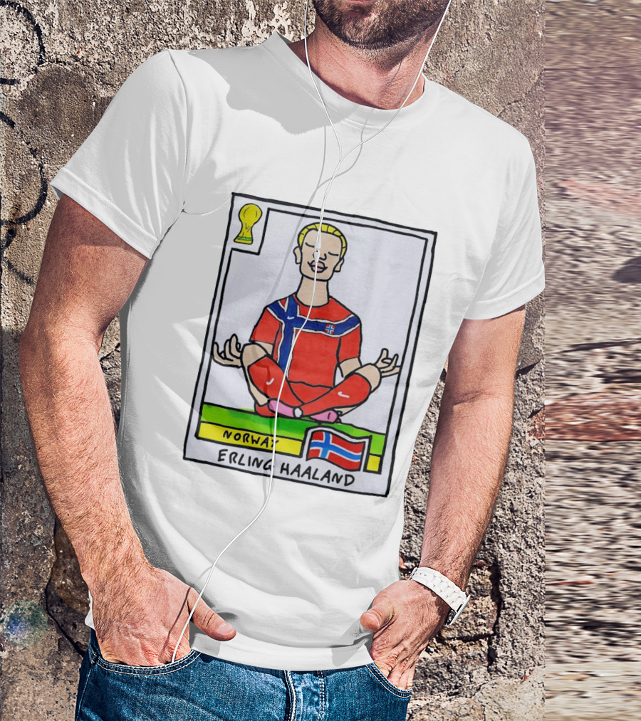 Erling Haaland Norway Soccer Meditation Cartoon Norway Flag T-Shirt