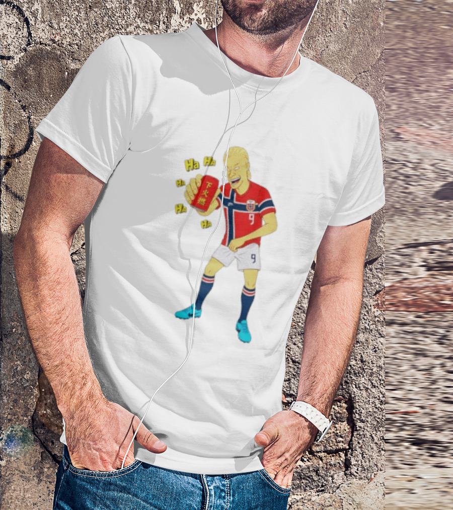 Erling Haaland Norway No 9 Laughing Cartoon Style Bootleg T-Shirt