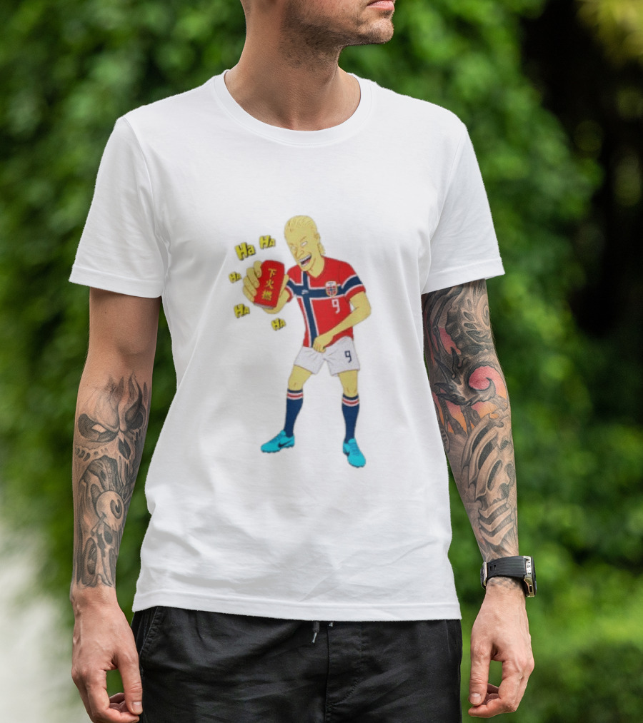 Erling Haaland Norway No 9 Laughing Cartoon Style Bootleg T-Shirt