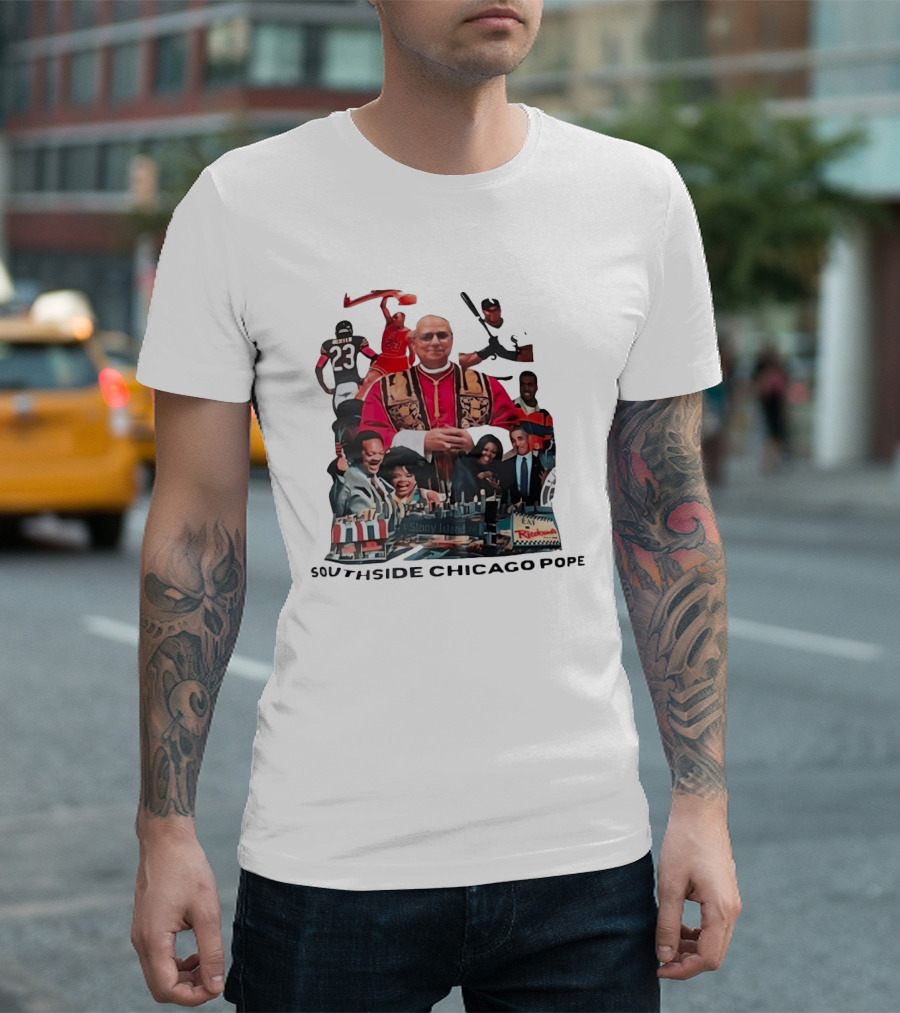 Southside Chicago Pope Michael Jordan Barack Obama City Collage T-Shirt