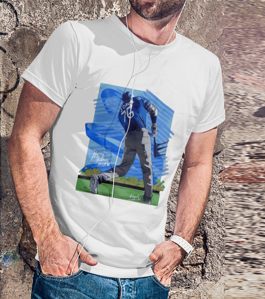 Carlos 76 Happy Fathers Day Baseball Player Sports T-Shirt