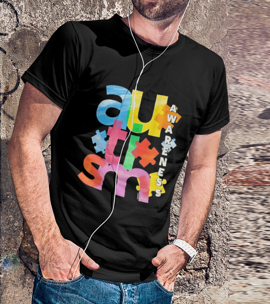 Autism Awareness Puzzle Colorful Letters And Pieces T-Shirt
