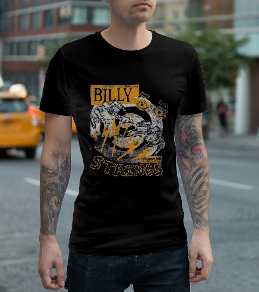 Billy Strings October 31 2023 Baltimore MD CFG Bank Arena Spooky Lightning And Hands T-Shirt