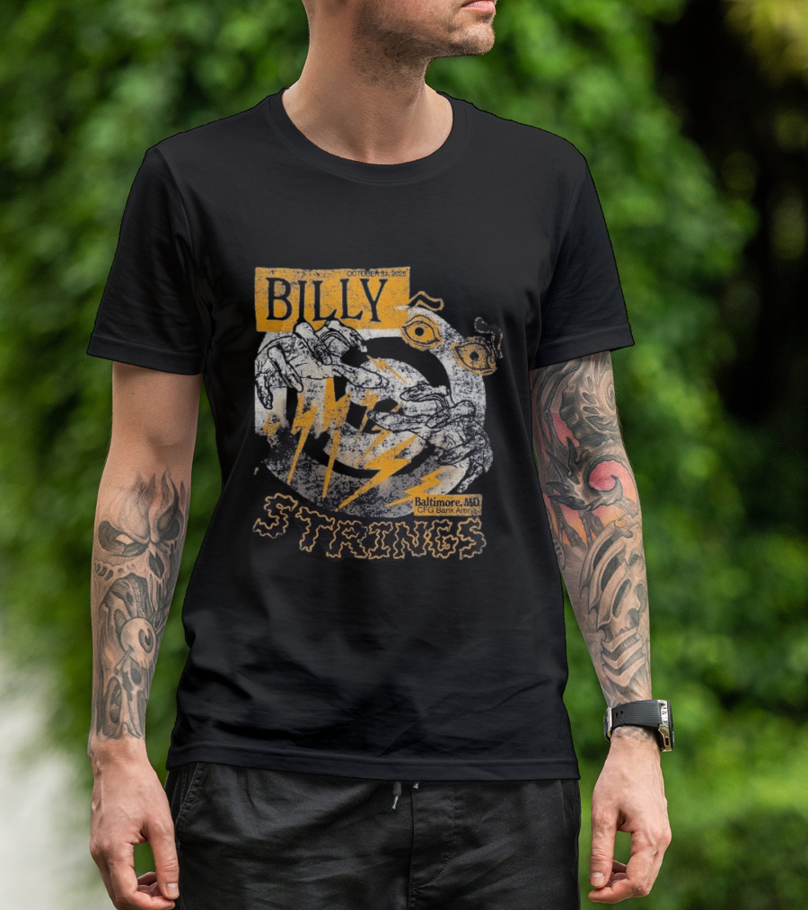 Billy Strings October 31 2023 Baltimore MD CFG Bank Arena Spooky Lightning And Hands T-Shirt
