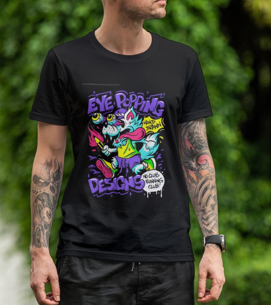 Eye Popping Wolf Hand Drawn No Club Running Club T-Shirt