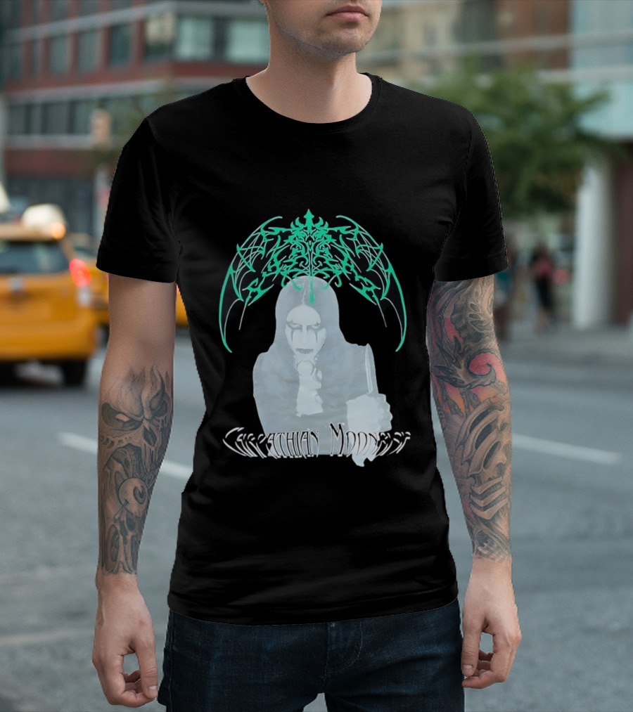 Carpathian Moonrise Hooded Figure With Knife Metal Band T-Shirt