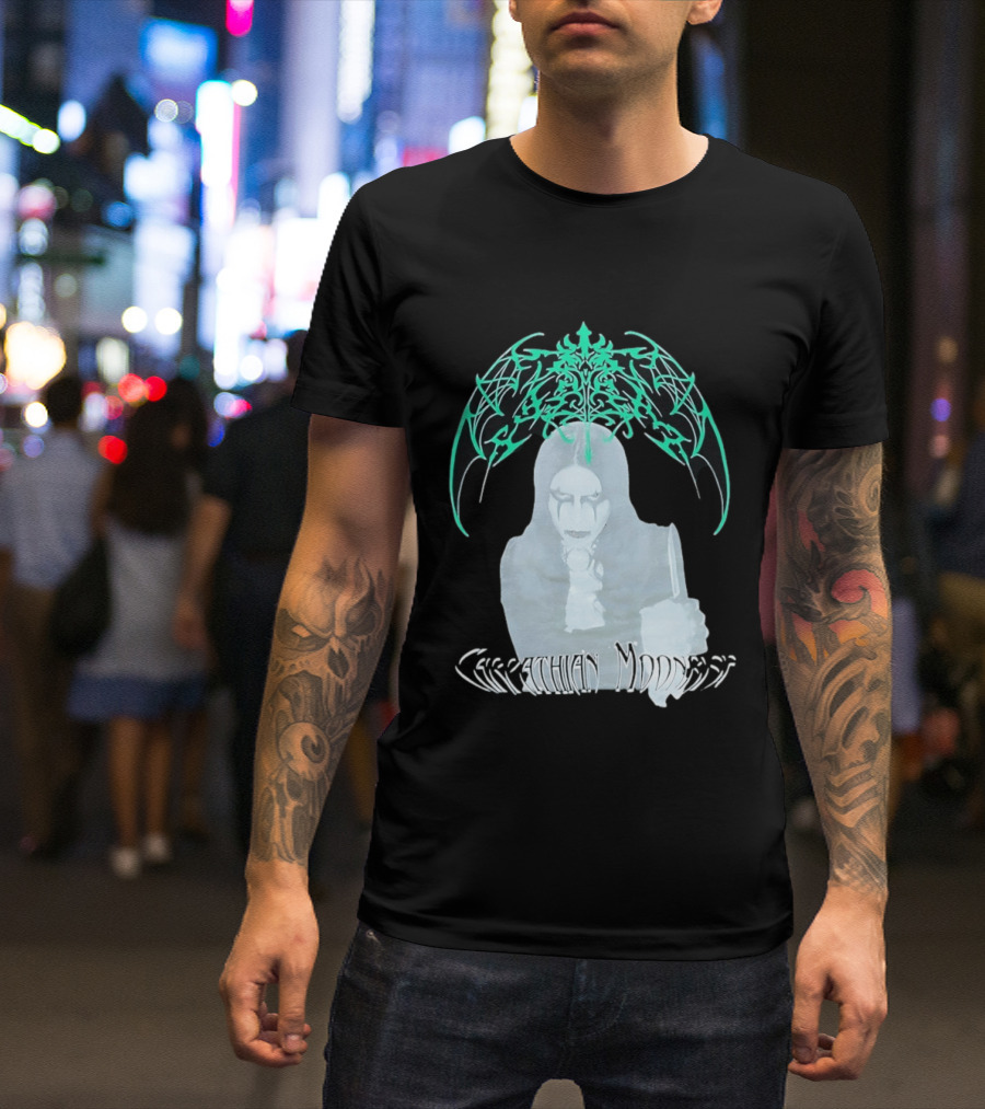 Carpathian Moonrise Hooded Figure With Knife Metal Band T-Shirt