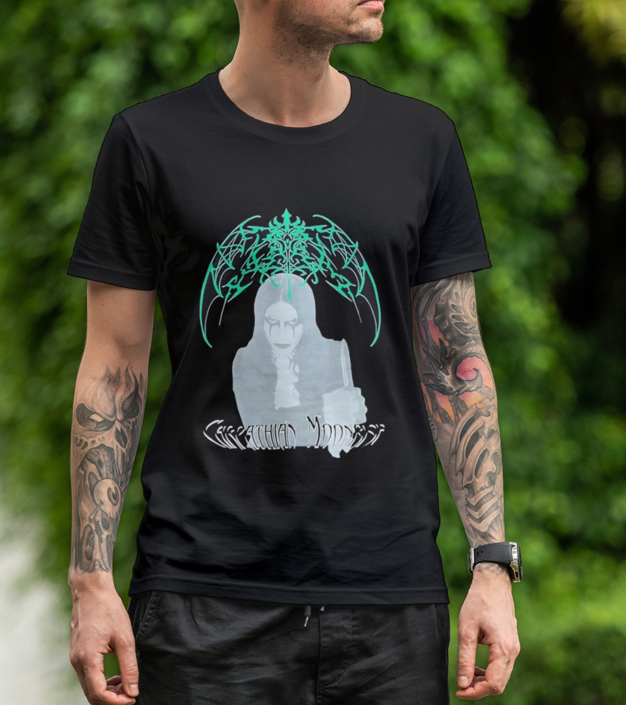 Carpathian Moonrise Hooded Figure With Knife Metal Band T-Shirt