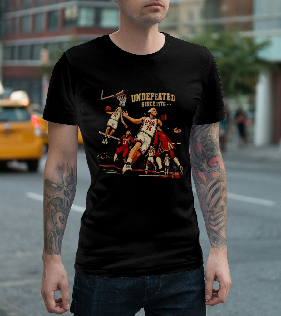 Undefeated Since 1776 George Washington USA Basketball American Revolutionary T-Shirt