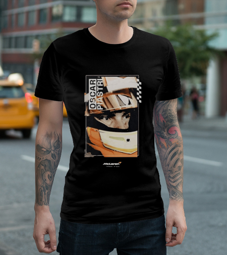 Oscar Piastri McLaren Driver Helmet Art Racing Fan T-Shirt