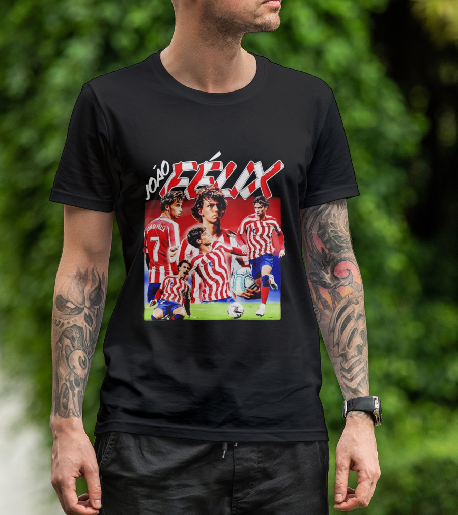 Joao Felix Atletico Madrid Number 7 Soccer Star Collage T-Shirt
