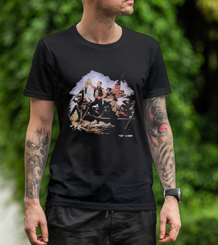 LA Knight WWE Yeah Washington Crossing The Delaware Championship T-Shirt