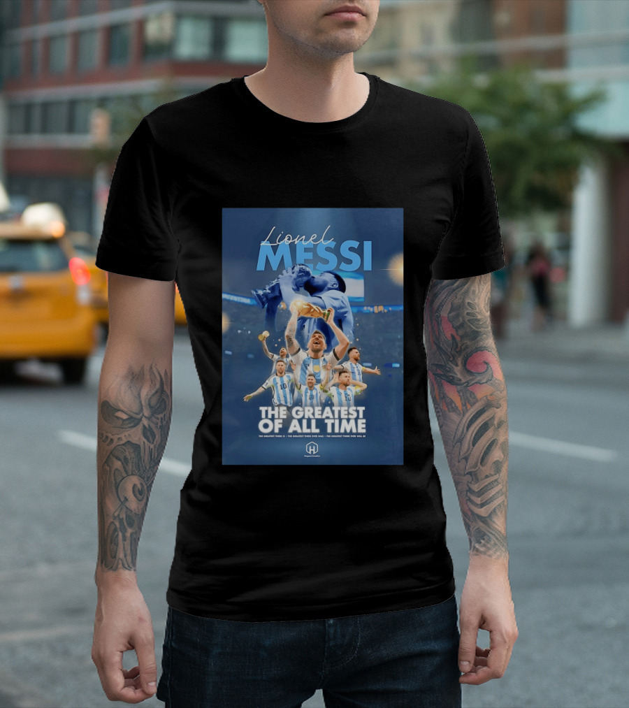 Lionel Messi The Greatest Of All Time Argentina Multi Photo Collage T-Shirt