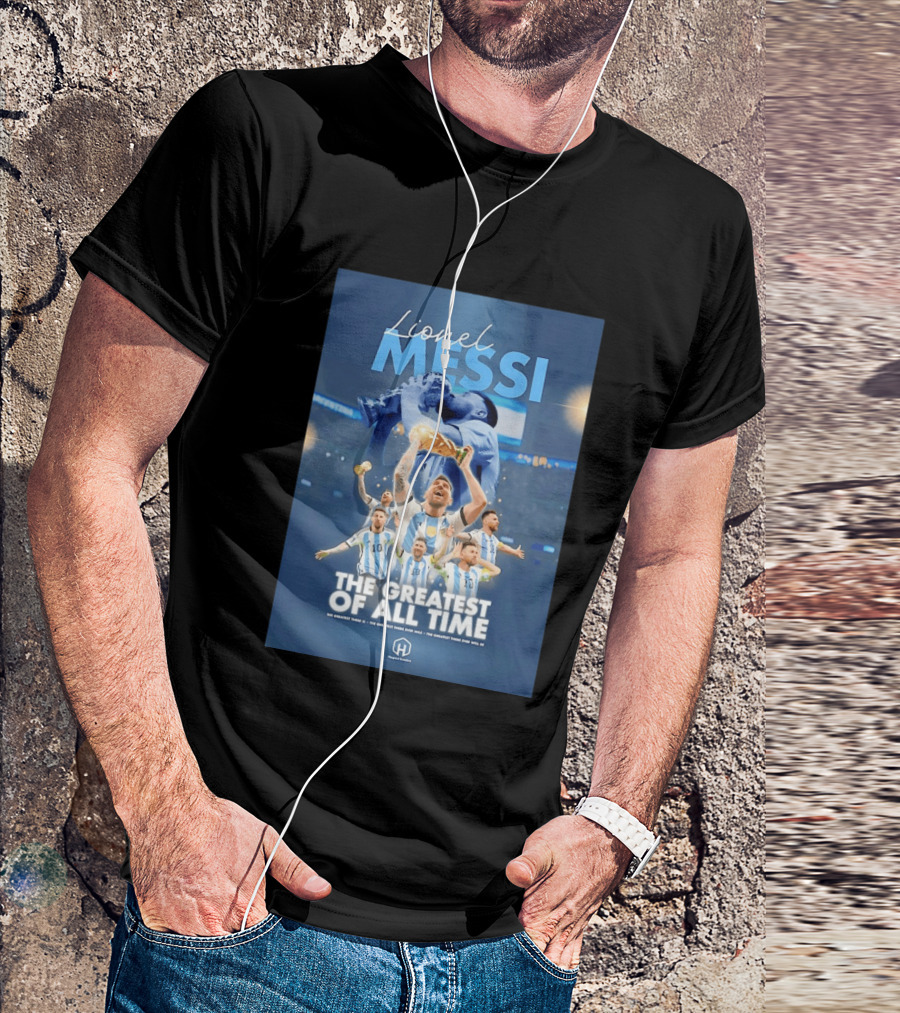 Lionel Messi The Greatest Of All Time Argentina Multi Photo Collage T-Shirt