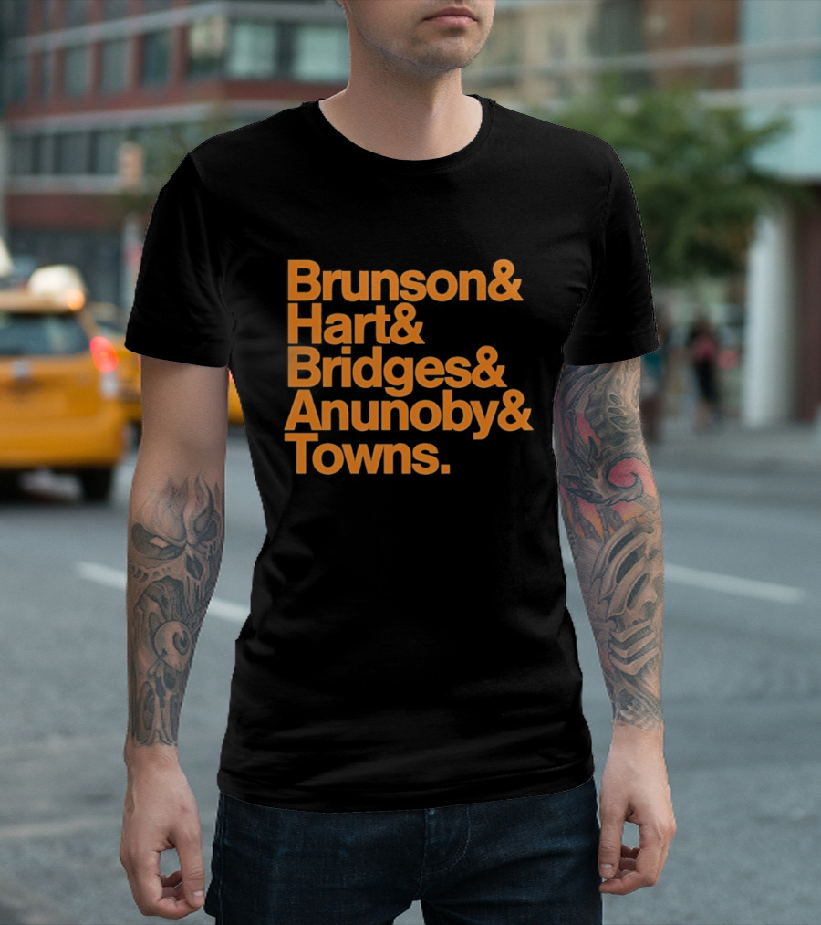 New York Knicks Brunson Hart Bridges Anunoby Towns Lineup T-Shirt