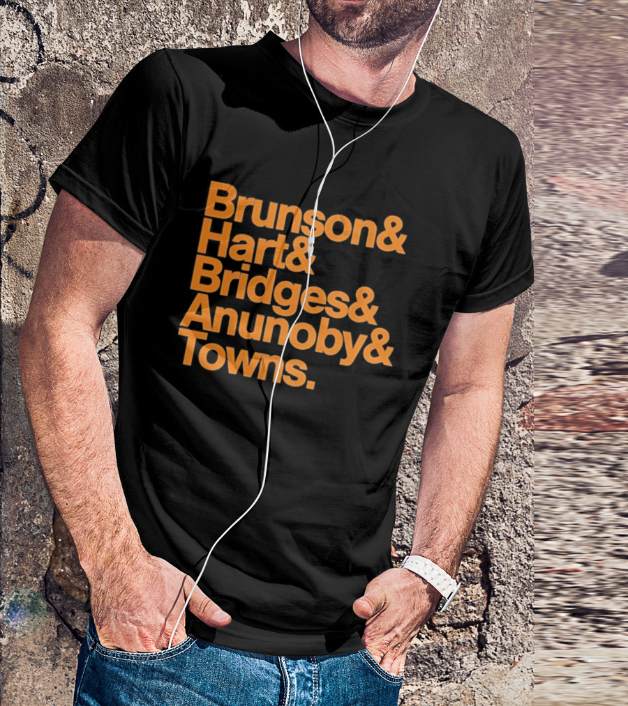 New York Knicks Brunson Hart Bridges Anunoby Towns Lineup T-Shirt