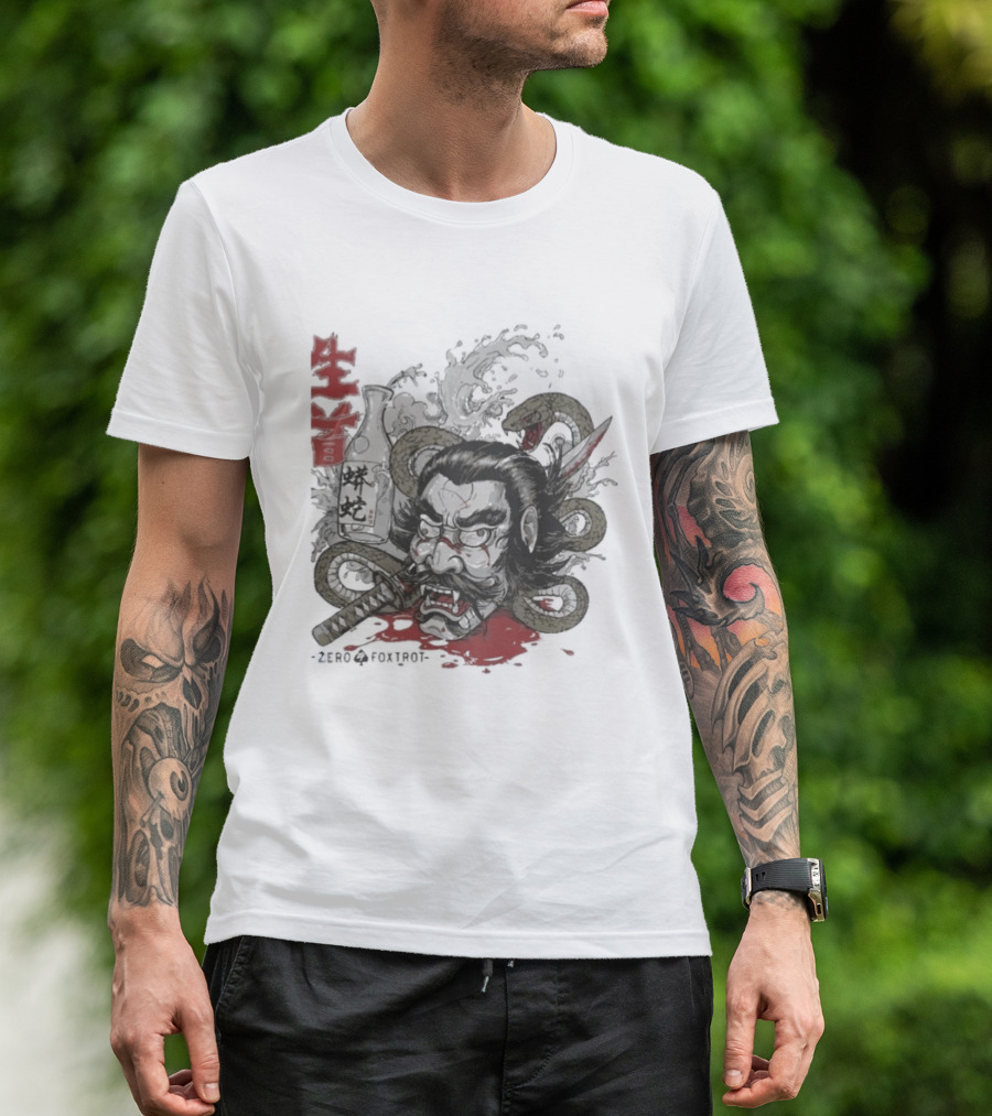 Zero Foxtrot Namakubi Sake Samurai Warrior Kanji T-Shirt