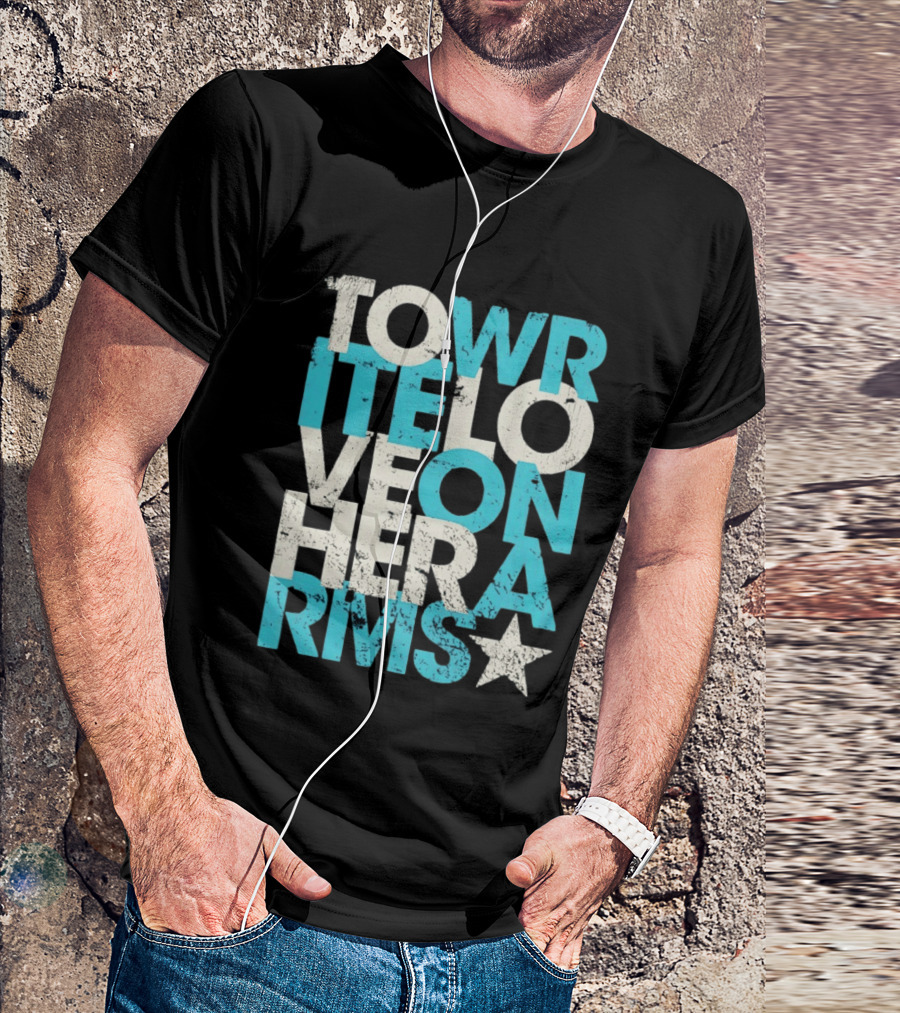 Tower Love Hero Arms Distressed Text Star T-Shirt