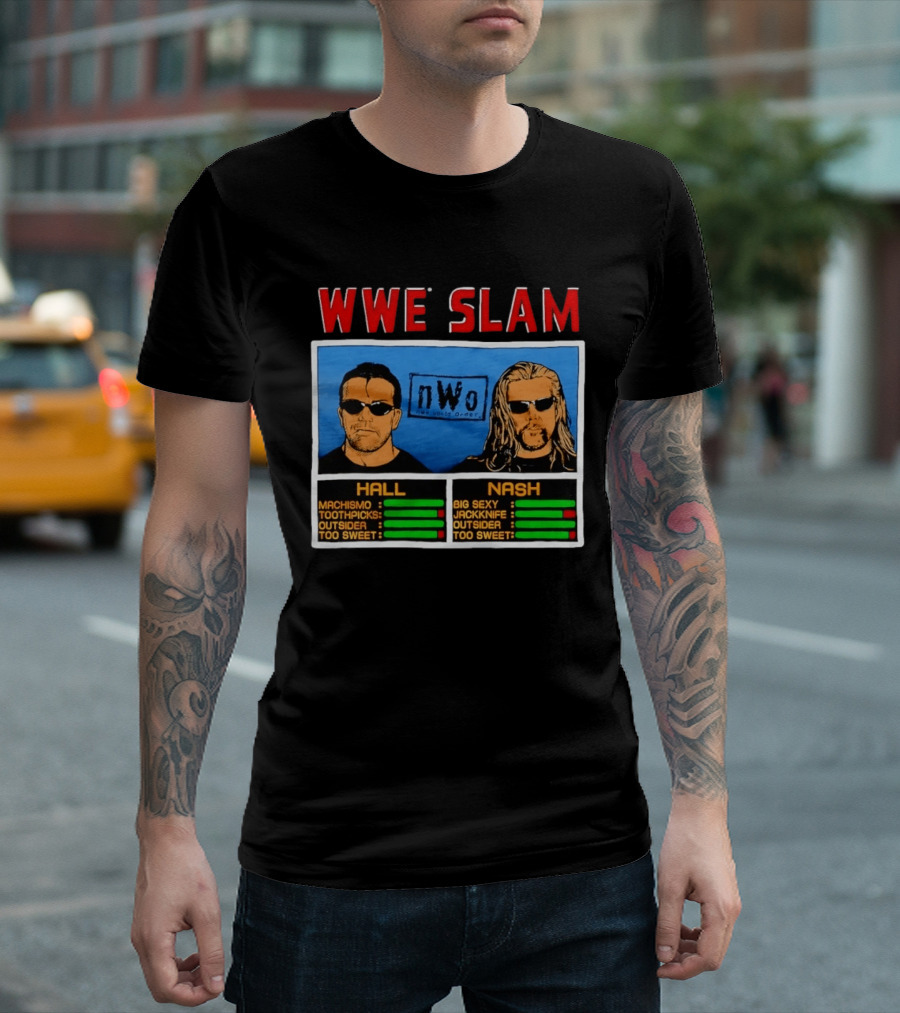 WWE Slam NWo Scott Hall Kevin Nash Outsider Too Sweet Machismo Big Sexy Jackknife T-Shirt