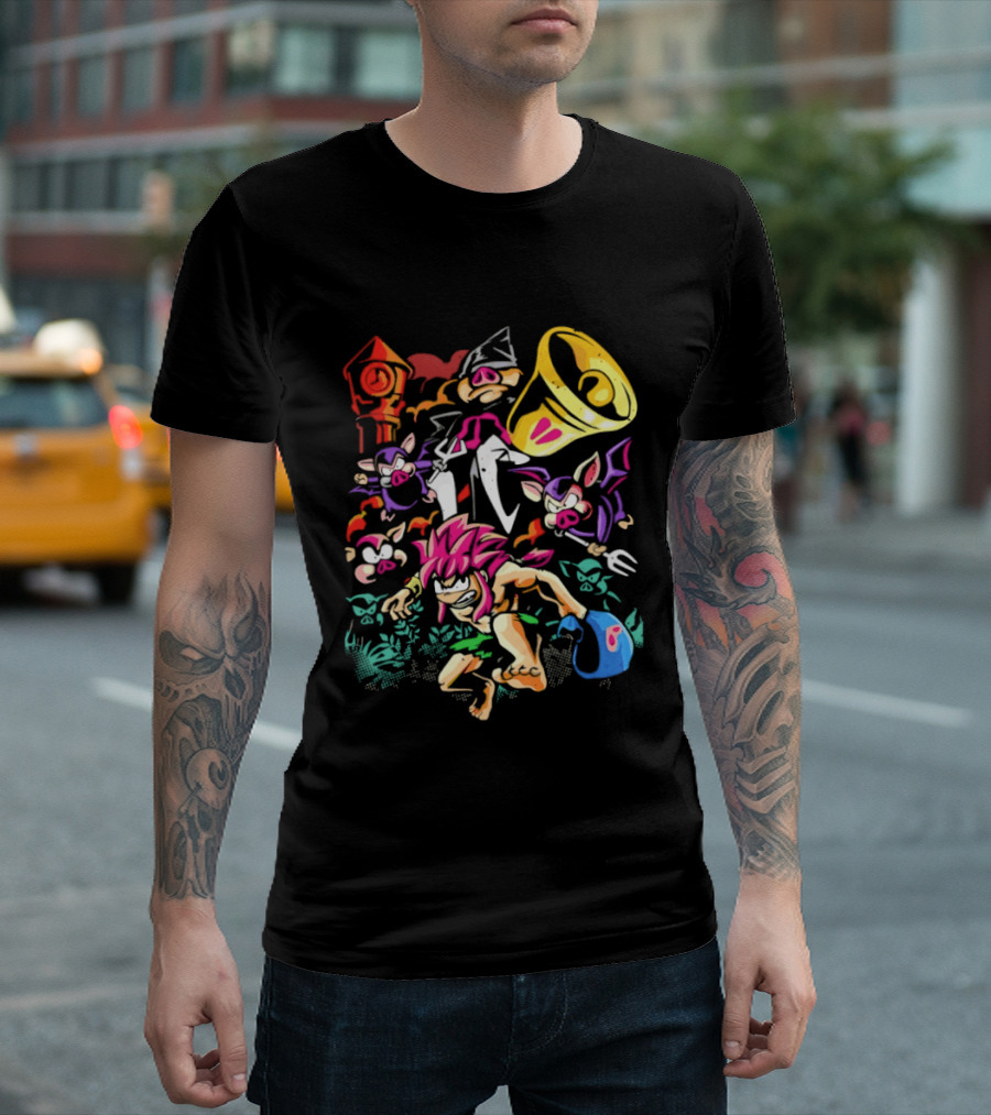 I Was Made For Biting You Pig Demon Tower Chrono Kid Bats And Horns T-Shirt