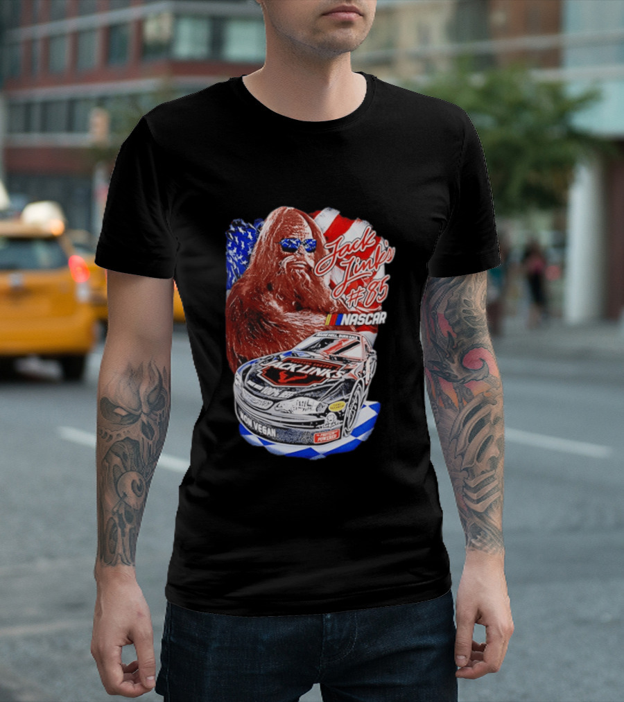 Jack Link's Bigfoot #85 NASCAR American Flag Non Vegan T-Shirt