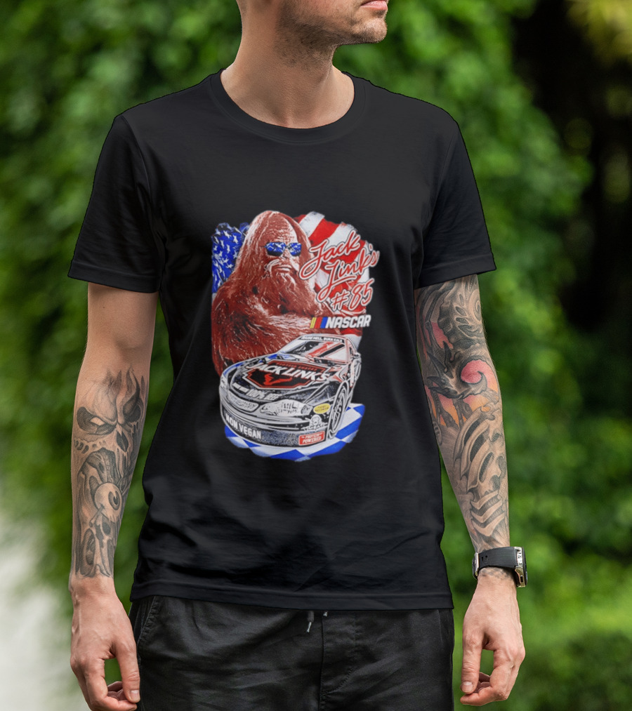 Jack Link's Bigfoot #85 NASCAR American Flag Non Vegan T-Shirt