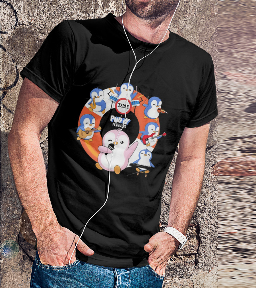 Pudgy Penguins Time Machine Band Musical Penguins Party T-Shirt