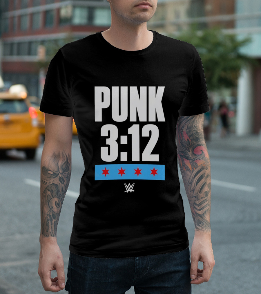 Punk 3 12 WWE CM Punk Wrestling Star Logo Four Red Stars T-Shirt