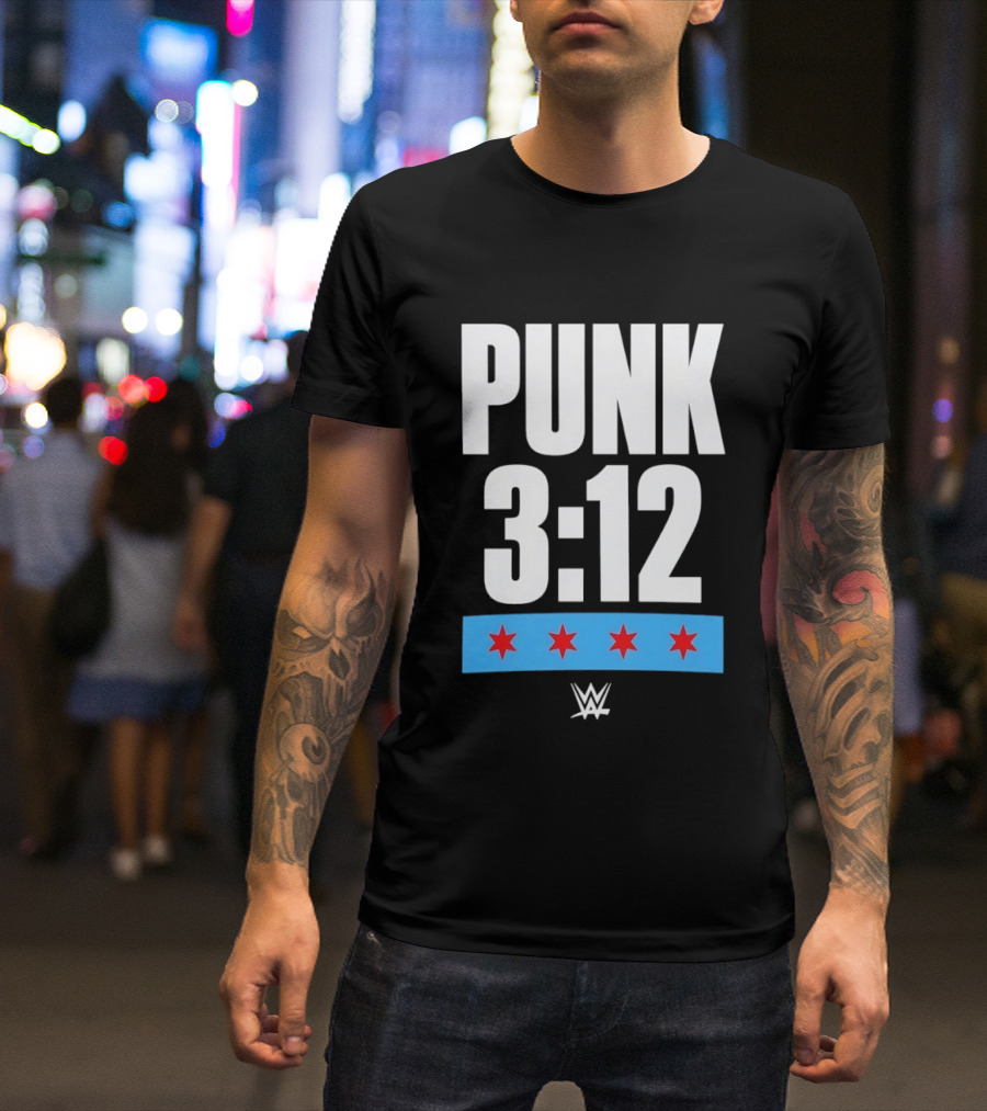 Punk 3 12 WWE CM Punk Wrestling Star Logo Four Red Stars T-Shirt
