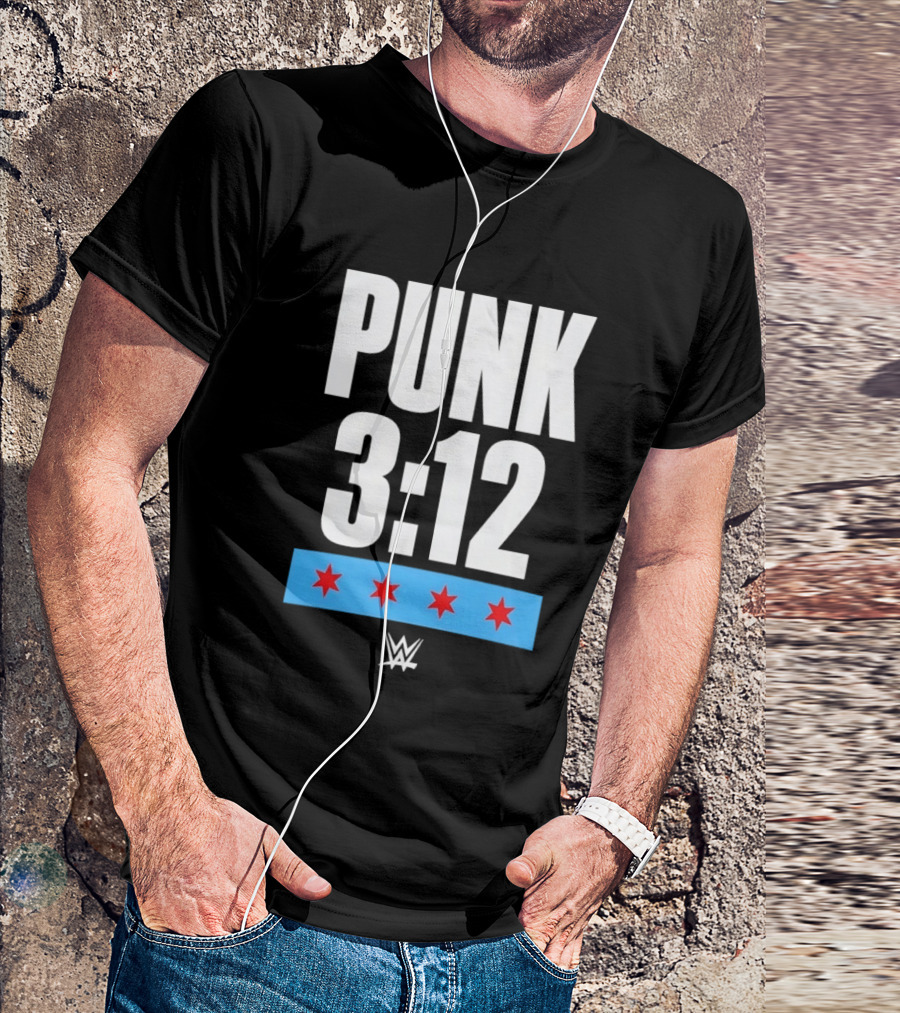 Punk 3 12 WWE CM Punk Wrestling Star Logo Four Red Stars T-Shirt