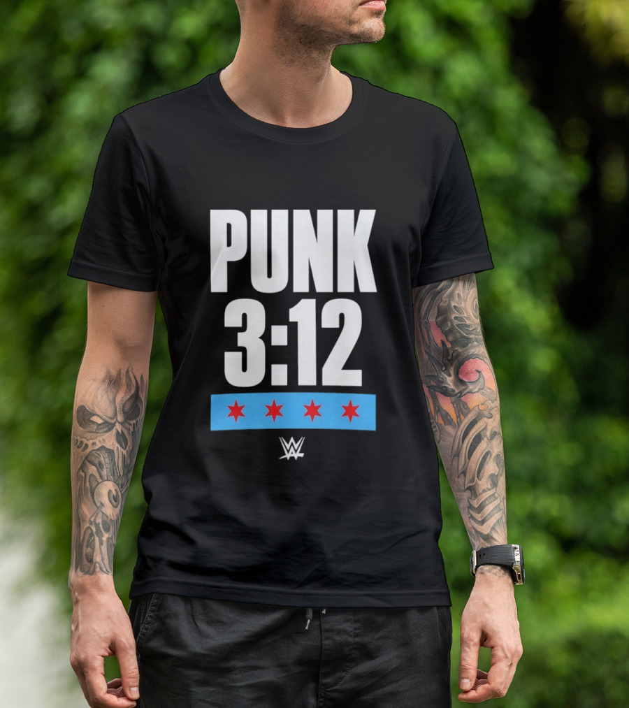 Punk 3 12 WWE CM Punk Wrestling Star Logo Four Red Stars T-Shirt