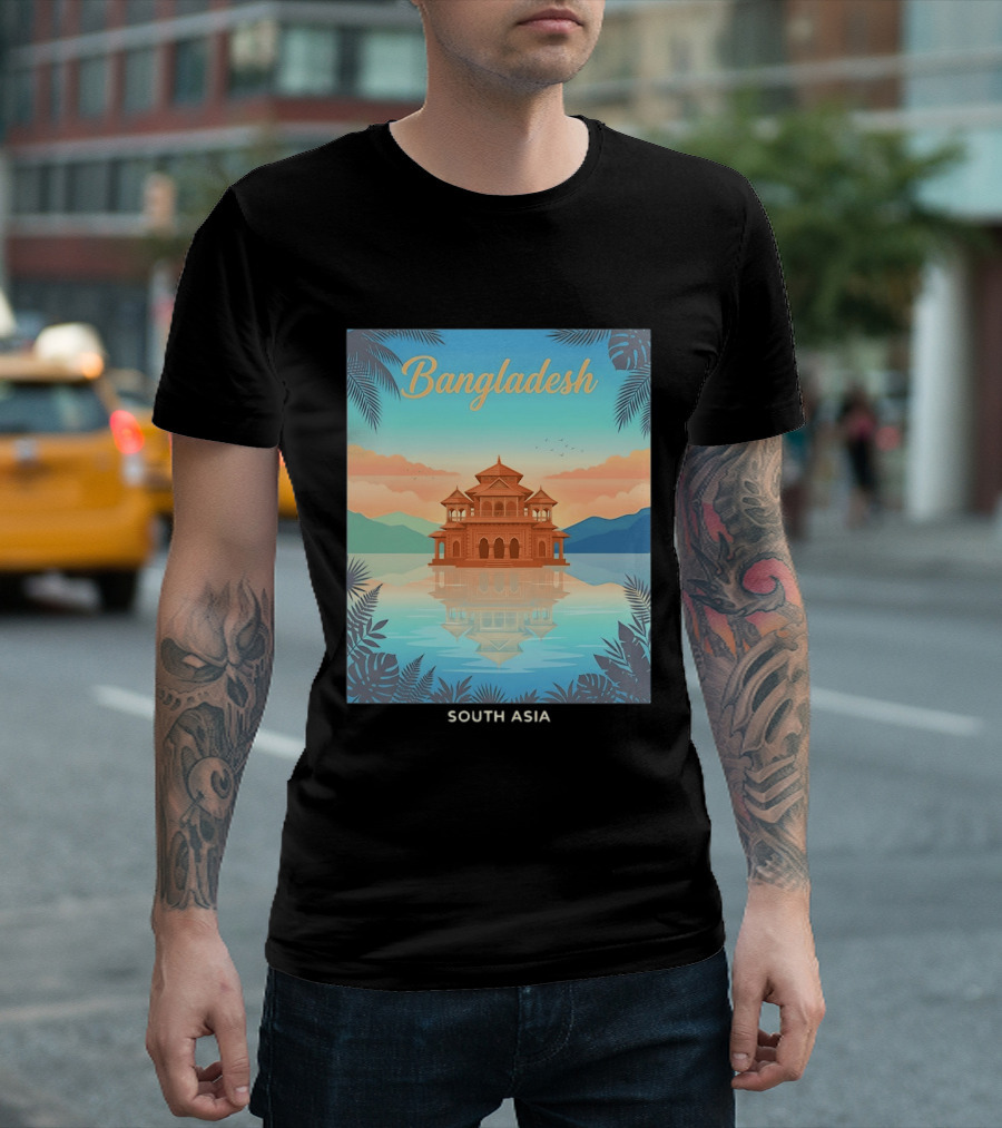Bangladesh South Asia Travel Mosque On Water T-Shirt