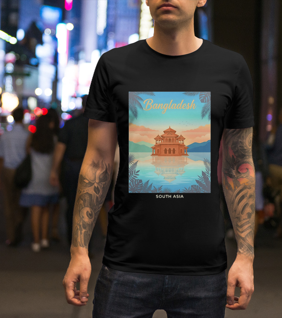 Bangladesh South Asia Travel Mosque On Water T-Shirt