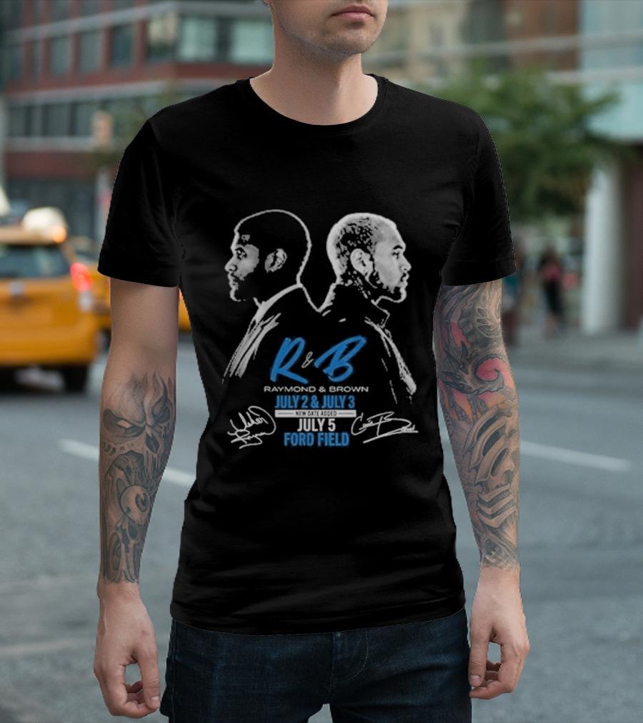 Detroit Lions Usher Raymond & Chris Brown 2026 The R&B Tour T-Shirt