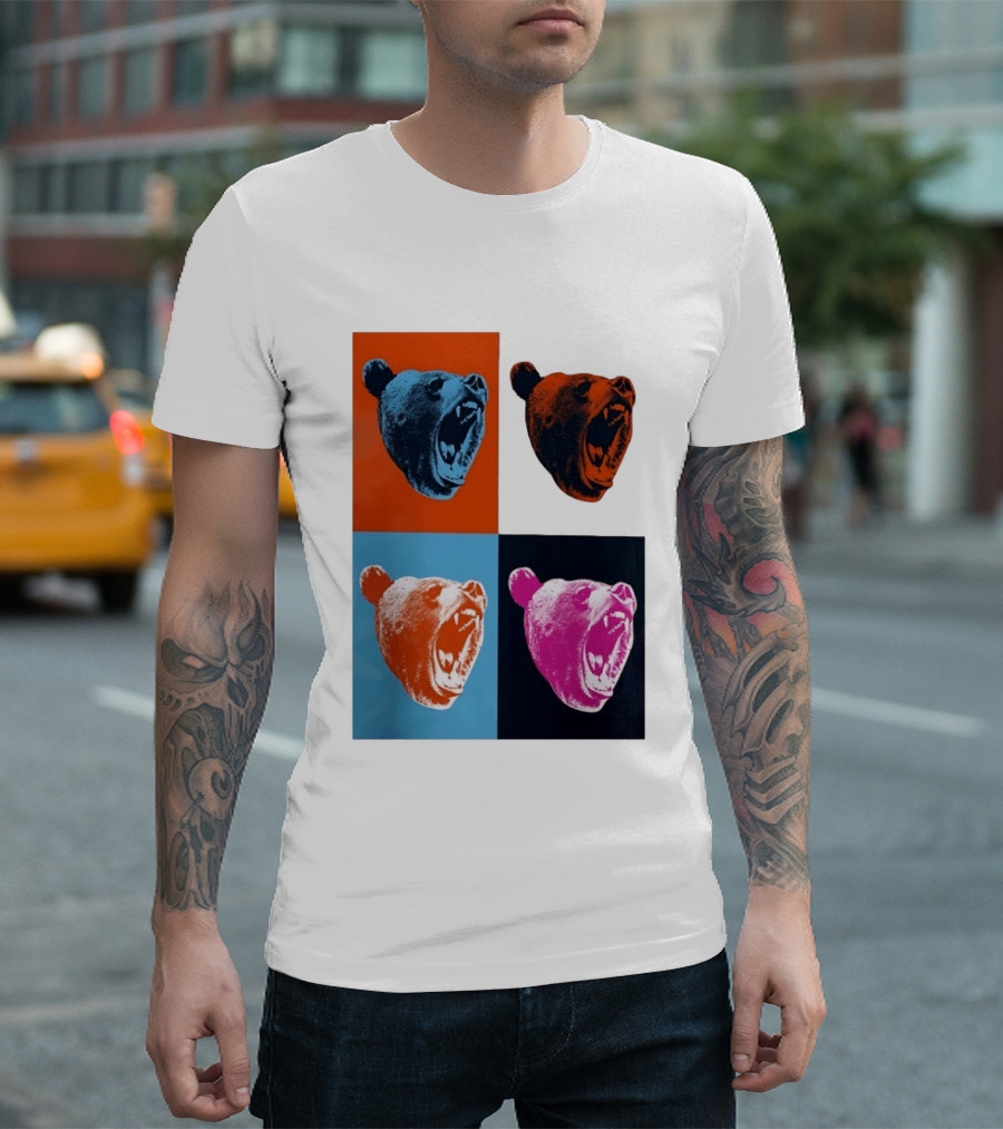 Chicago Bears 2026 Draft Party Pop Art Bear Heads Color Variations T-Shirt